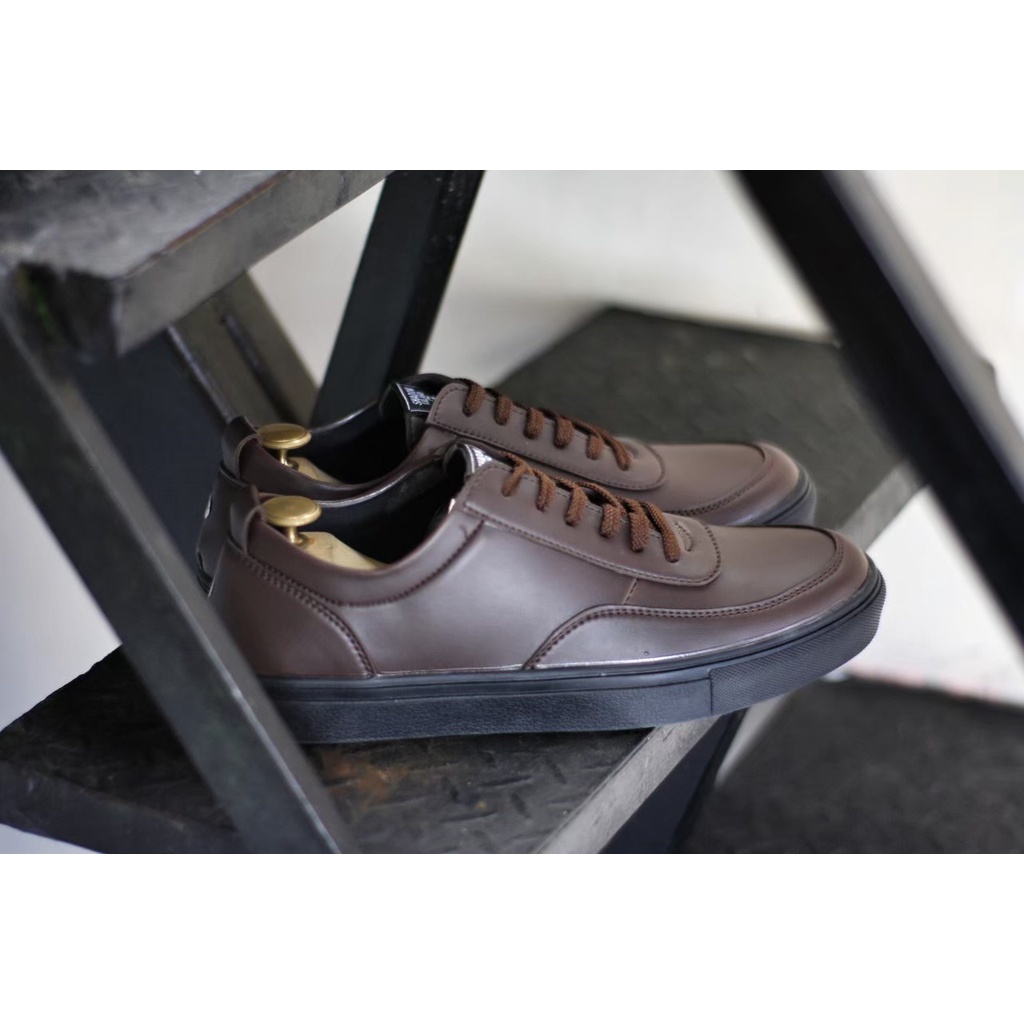 ROVER BROWN - Sneaker Kasual Pria Bahan Kulit Formal Santai - Bergaransi