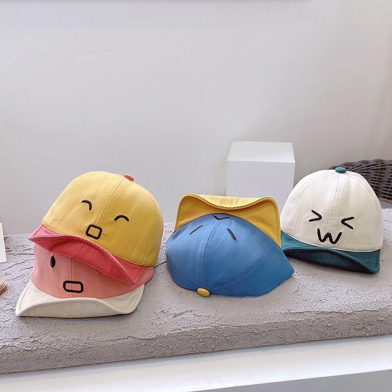 TOPI ANAK FASHION HAT MOTIF EKSPRESI LUCU TOPI ANAK UNISEX MOTIF BORDIR EMOJI