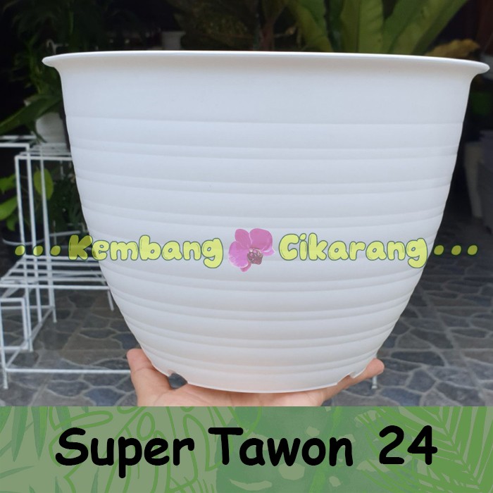 (LUSINAN) Pot bunga model Super Tawon ST 24 (24cm)(12pcs) Pot Putih ST