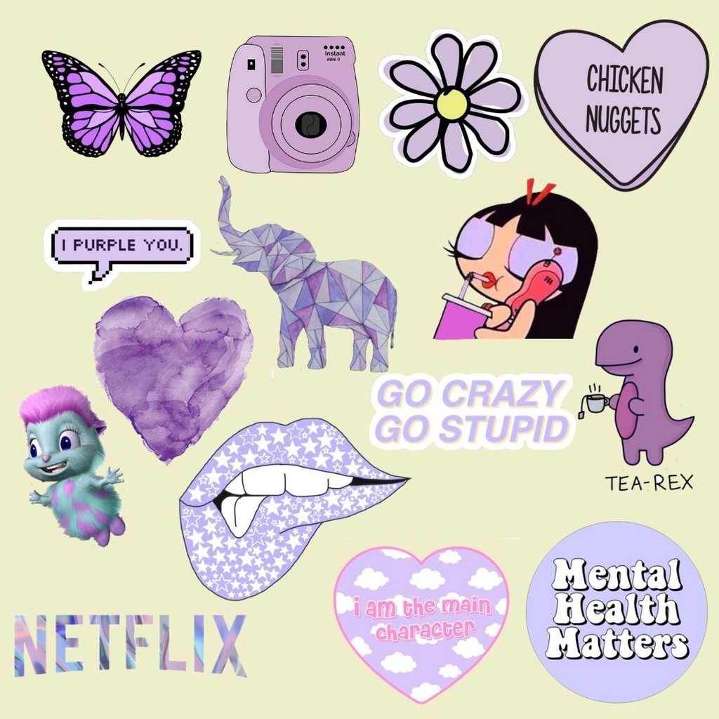 

Ready Purple Aesthetic sticker/stiker estetik murah untuk scrapbook DIY