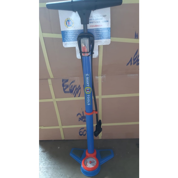 SALE POMPA SEPEDA + METER C-MART/Pompa Ban Sepeda Motor Mobil Bola Aloy Stealth Pump + Meter Gauge/FOOT HAND PUMP