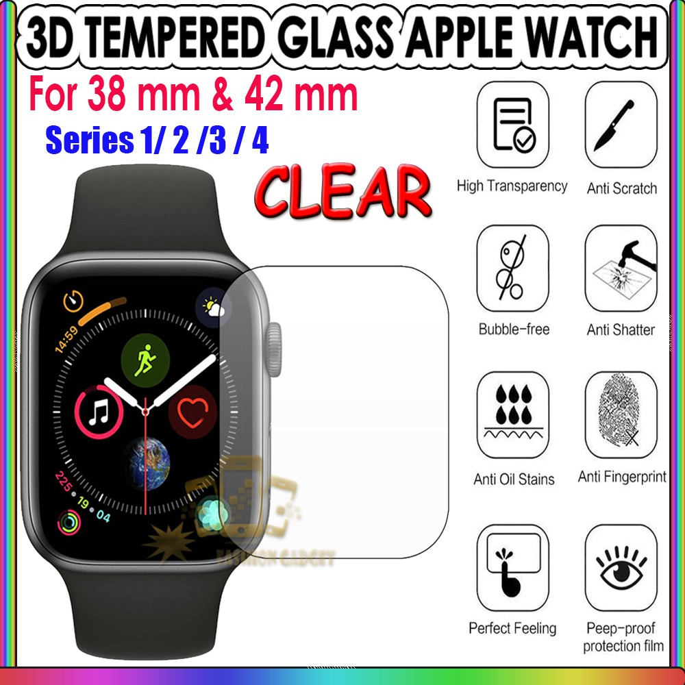 TEMPERED GLASS APPLE WATCH 1 APPLE WATCH 2 APPLE WATCH 3 38 mm &amp; 42mm ANTI GORES KACA TEMPER GLASS IWATCH  - CLEAR