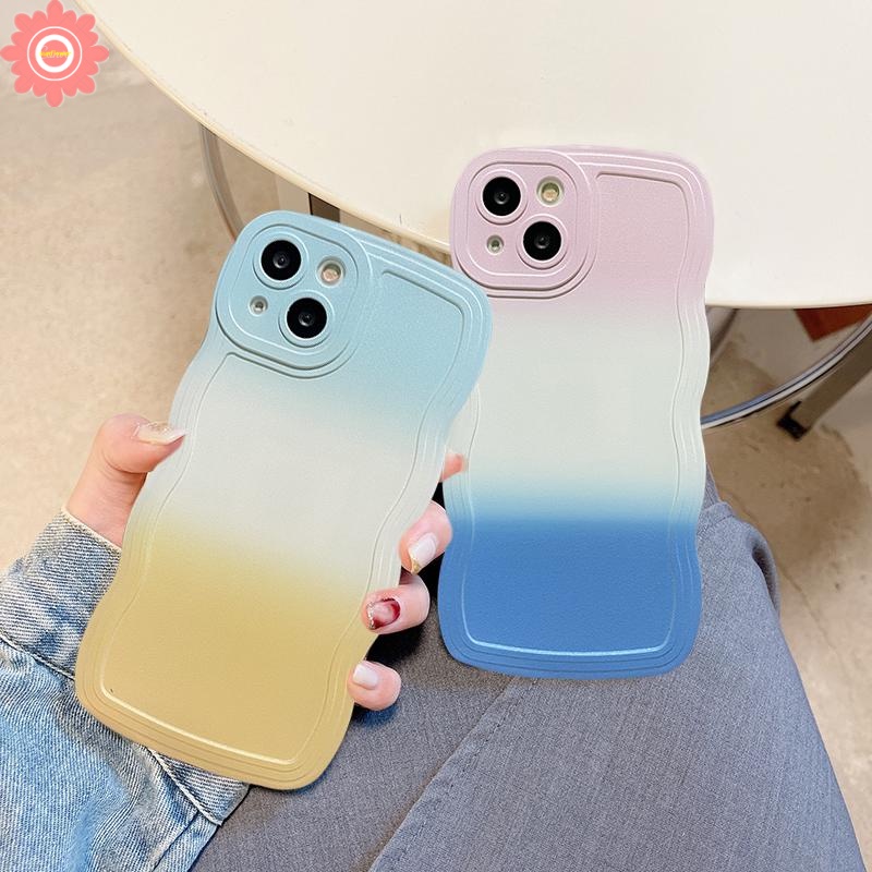 Soft Simple Colorful Gradient Case Untuk Samsung A14 A04s A12 A32 A52 A22 A50 A50s A03 A03s A51 A13 A23 A21s A31 A30s A02s A52s A11 M22 M32 M12 F22 New Wavy Edge Soft TPU Back Cover