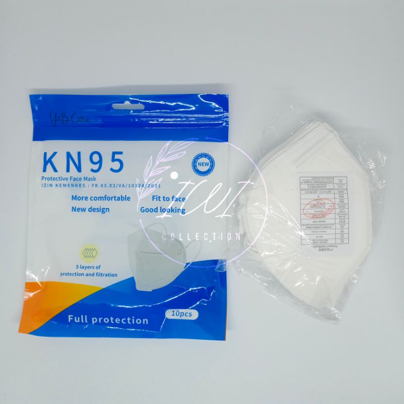Masker KN95 Y&B Care 10pcs 5ply putih dewasa earloop