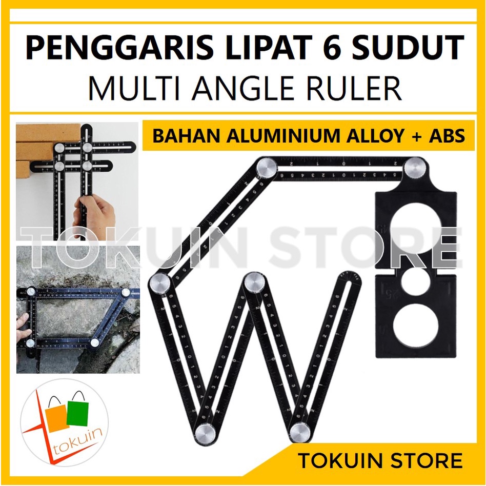 Penggaris Lipat 6 Sudut Siku Pola Multi Angle Ruler Lubang Keramik