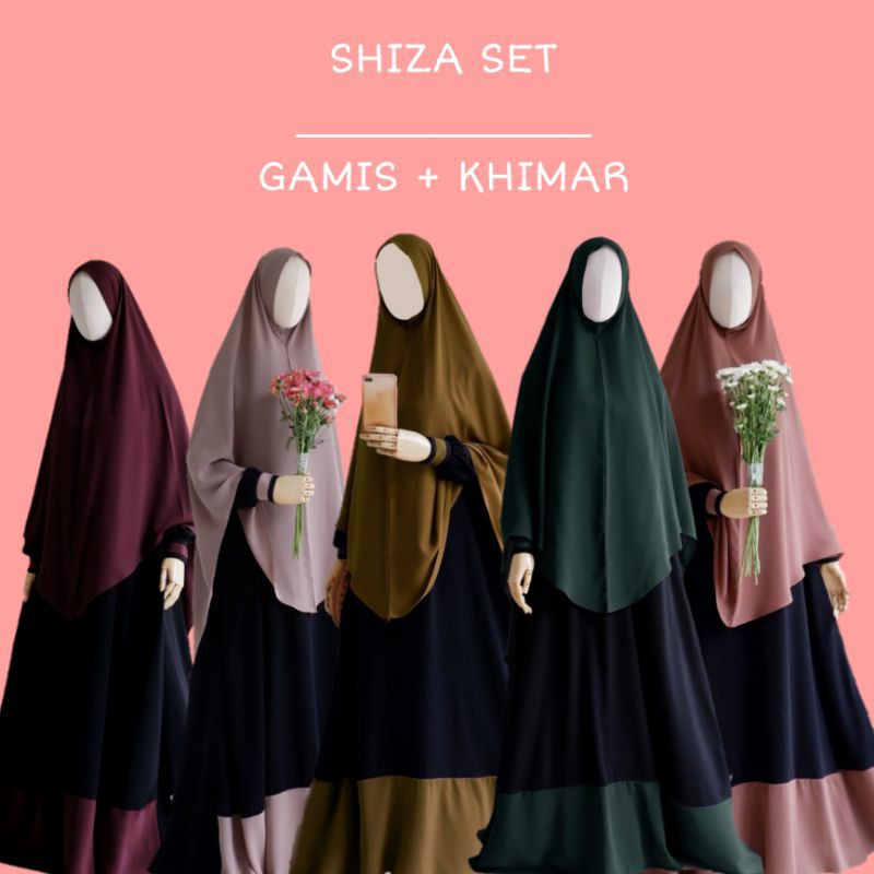 MURAH  SHIZA SET ABAYA + KHIMAR (free cadar) BY AURORACLO , bahan Exo Bonanza