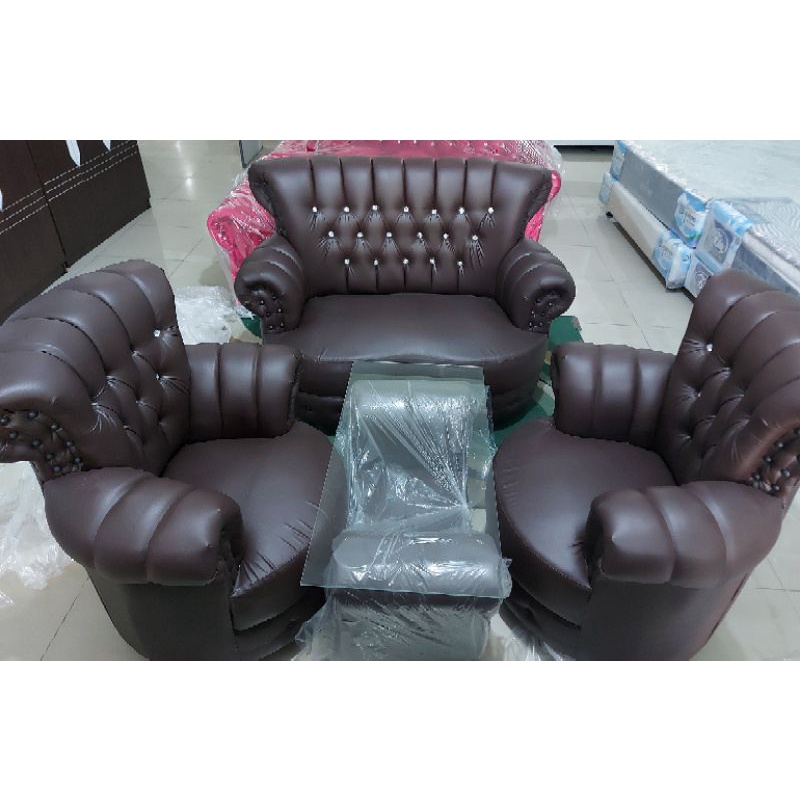 PROMO SOFA 211 Brazilian Jaguar Medium Mewah + Meja Kaca READY STOK