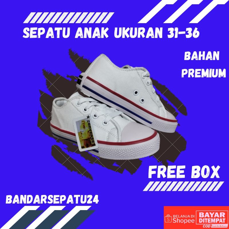 (KUALITAS PREMIUM) SEPATU CONVERSE ANAK  DAN DEWASA WARNA HITAM PUTIH