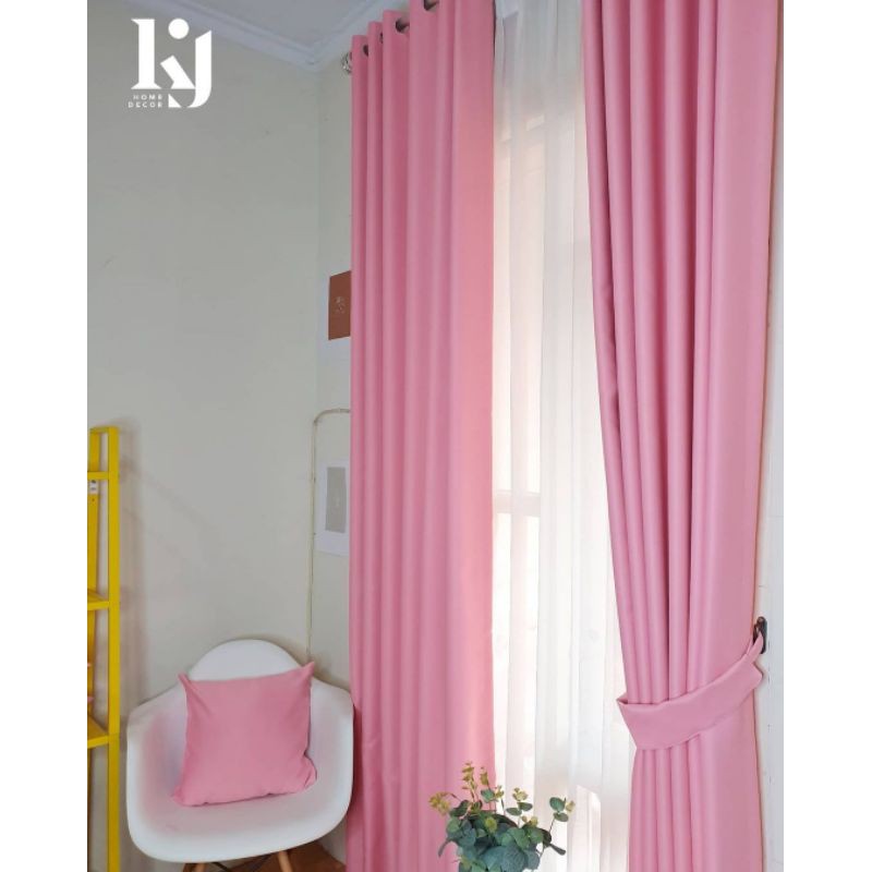 gorden blackout polos serat safron pink gorden pintu gorden jendela gorden rumah