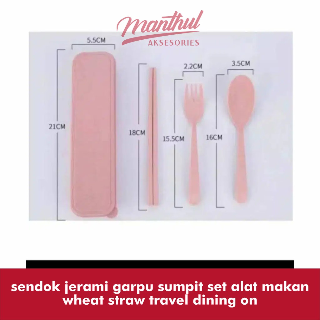 sendok jerami garpu sumpit set alat makan wheat straw travel dining on