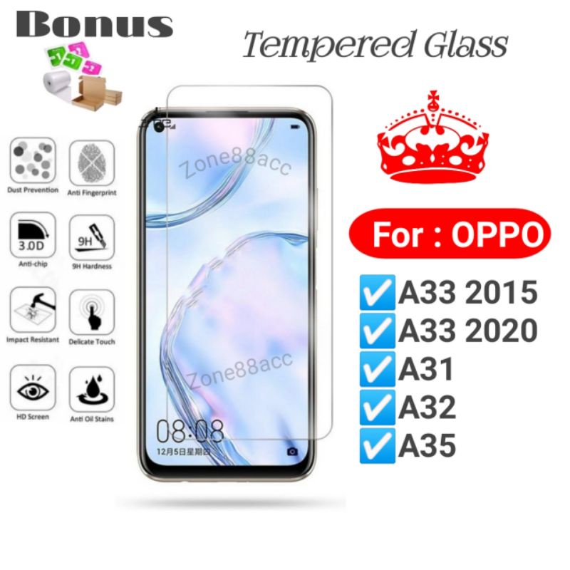 Antigores Tempered Glass Screen Guard protector Oppo A33 A31 A32 A35 2015 2020 TG Bening Antiblue Spy Blue light Full Garskin Lensa Lens Pelindung Layar 9D
