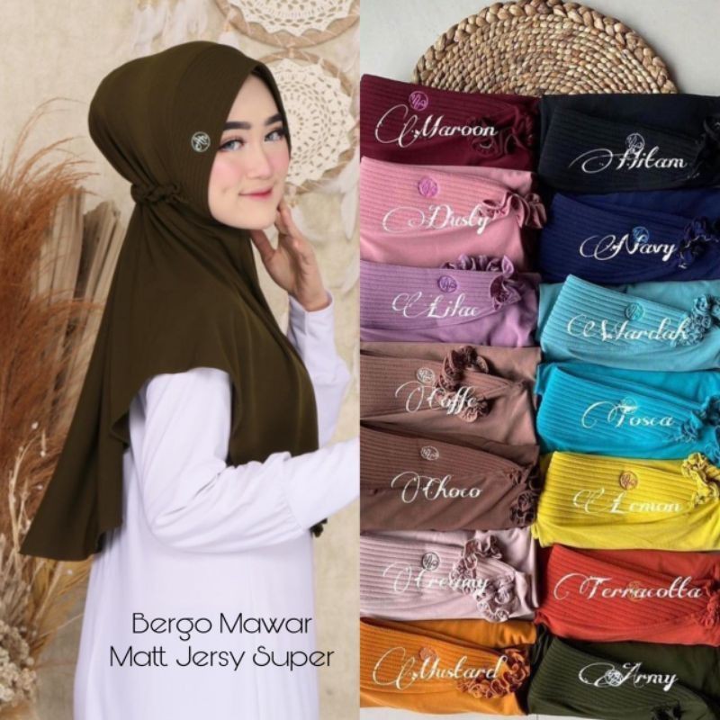 Bergo Mawar Jersy Super / Bergo Jersy premium / Bergo ah