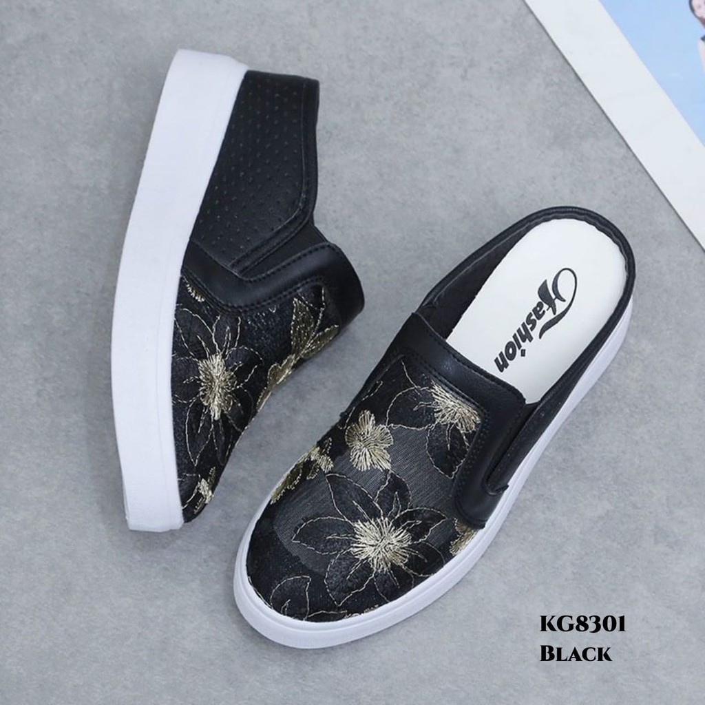 RESTOCK WYN SNEAKERS HIGH SOLE SELOP EMBROIDERY FLOWERY KG8301