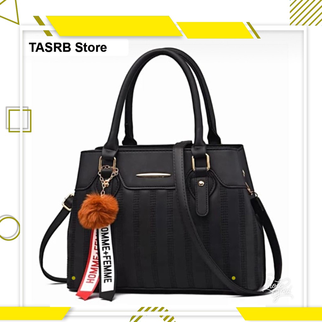 Tas Wanita Tas Selempang Kantor Kulit Lembut Mewah Bordir Kotak Gantungan