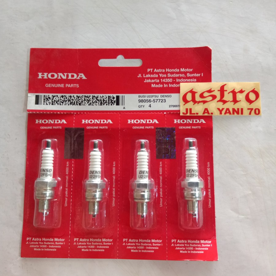 Busi Motor AHM Honda Asli Denso U22FSU Harga per pcs