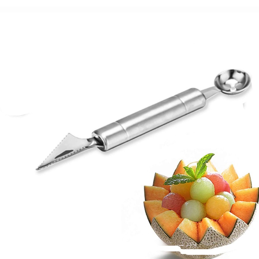 Sendok Pengupas Buah Salad Double-headed Fruit Spoon Scooper - WYV737 - Silver