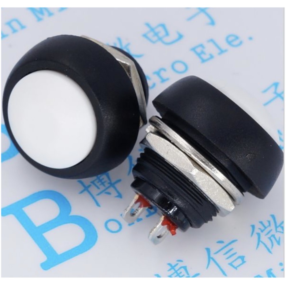 PBS-33B WHITE 12mm Waterproof Momentary ON / OFF Push Button Switch klakson starter PBS33B putih