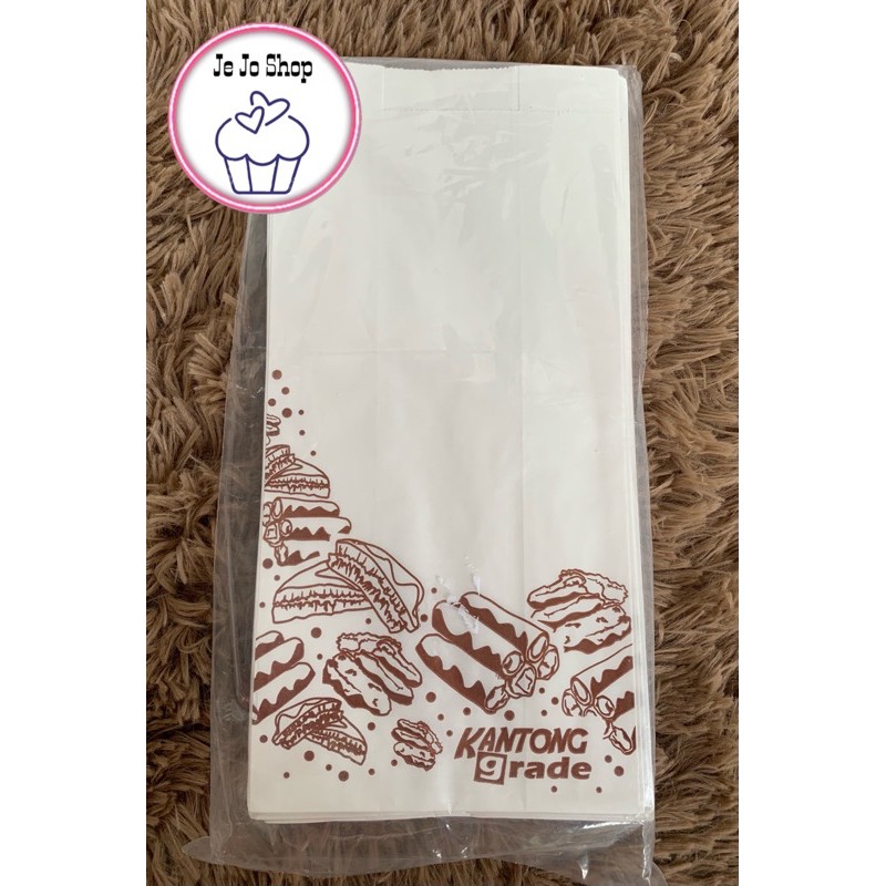 Kantong Kertas Makanan Putih Motif 450 Gram
