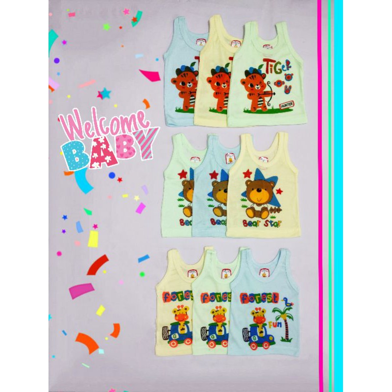 Baju Bayi Singlet warna sablon Kaos Kutang Bayi/Kaos Singlet Bayi/Kaos Dalam Bayi