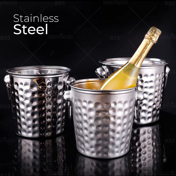 Ice Bucket Stainless Steel 3.5L 5L Wadah Ember Motif Es Batu Minuman Dingin Champagne Wine