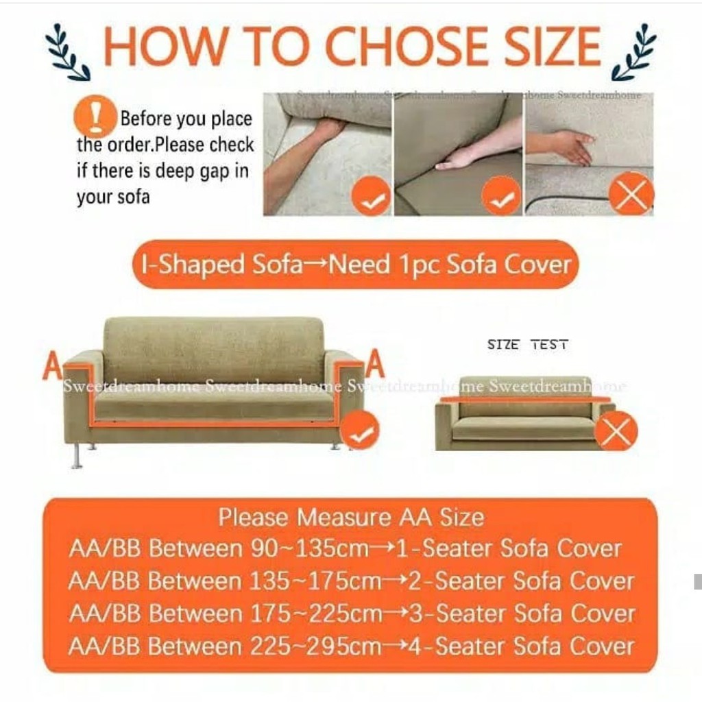 Elastic Sofa Cover Grid / Sarung Penutup Sofa Elastis Stretch Polos Kisi