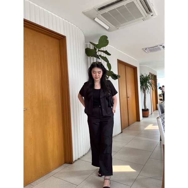 JOSHIN Kylie Oneset | Blazer Crop Celana Kulot Panjang - Setelan Kemeja Kerja