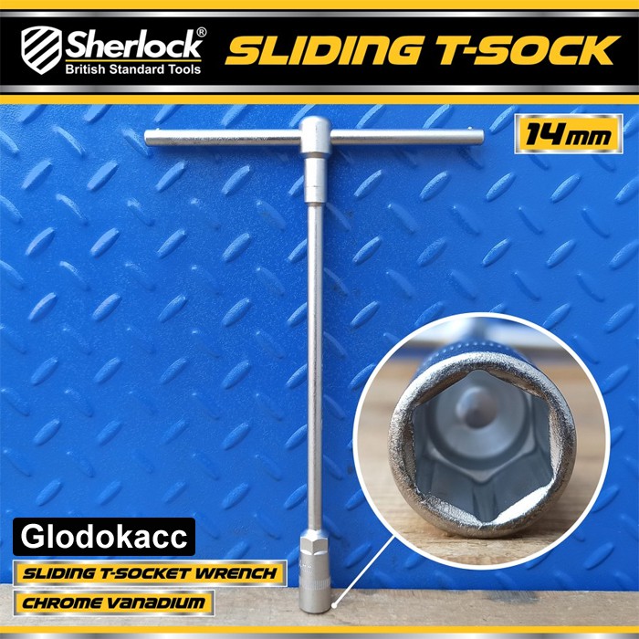 Kunci T - Type Socket 14mm / Sherlock Kunci Sok/Sock T (Gagang Slide/Geser)