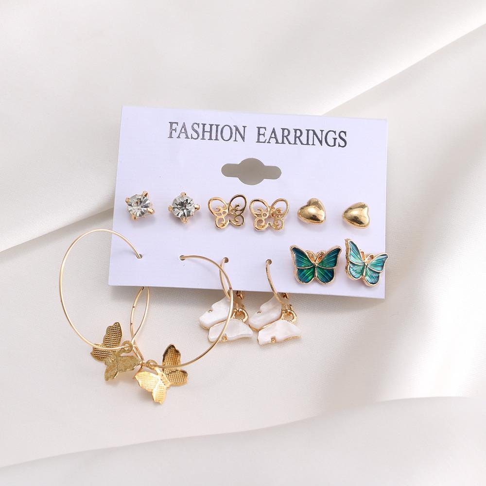 Top 6pasang Anting Set Anting Wanita Korea Vintage Mutiara