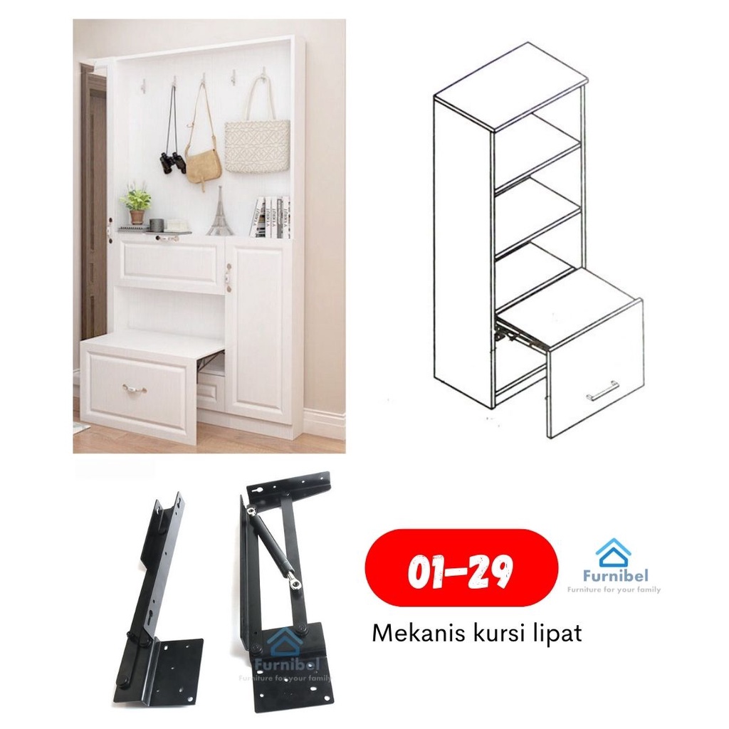 Mekanis 01-29 Folding shoe cabinet rack, mekanis lemari lipat, kursi lipat, hanya mekanisnya saja