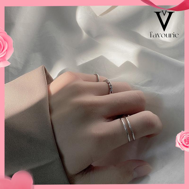 [COD]Set 3 Cincin Perak Dirancang Sederhana Fashion Korea-FA