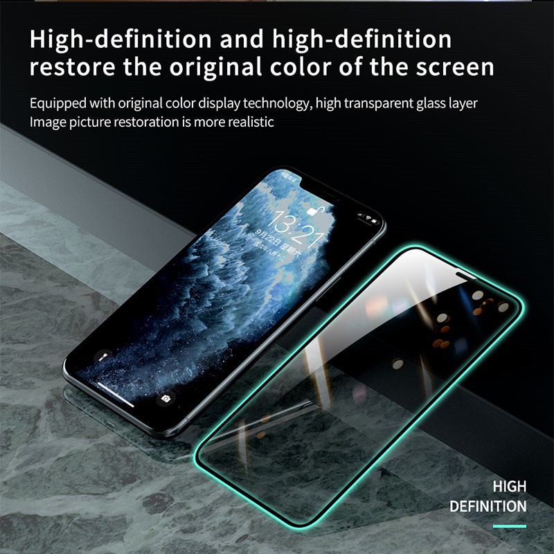 Pelindung Layar Tempered Glass Luminous Anti Gores / Jatuh Untuk Iphone 13 12 11 Pro X Xs Max 7 8 Plus