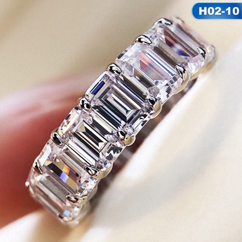 5 Ct Radiant Cut Eternity Band 925 Sterling Silver Top Russian CZ Moissanite Simulant Sz 5-10