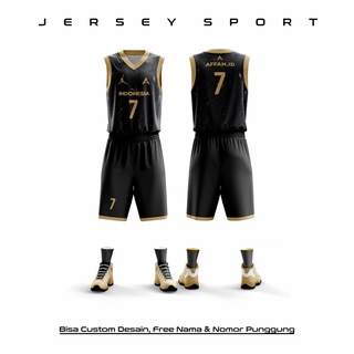 (Bisa Satuan) Jersey Basket Full Printing Custom Desain Bahan Milano Premium