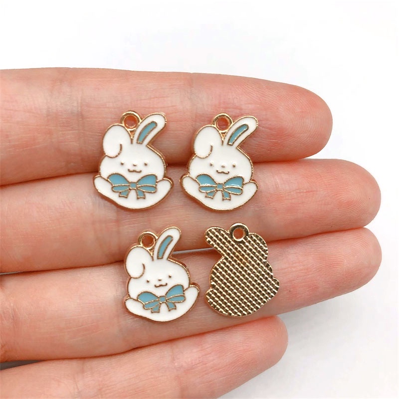 4pcs Liontin Bentuk Hewan Kelinci Bahan Alloy Charms