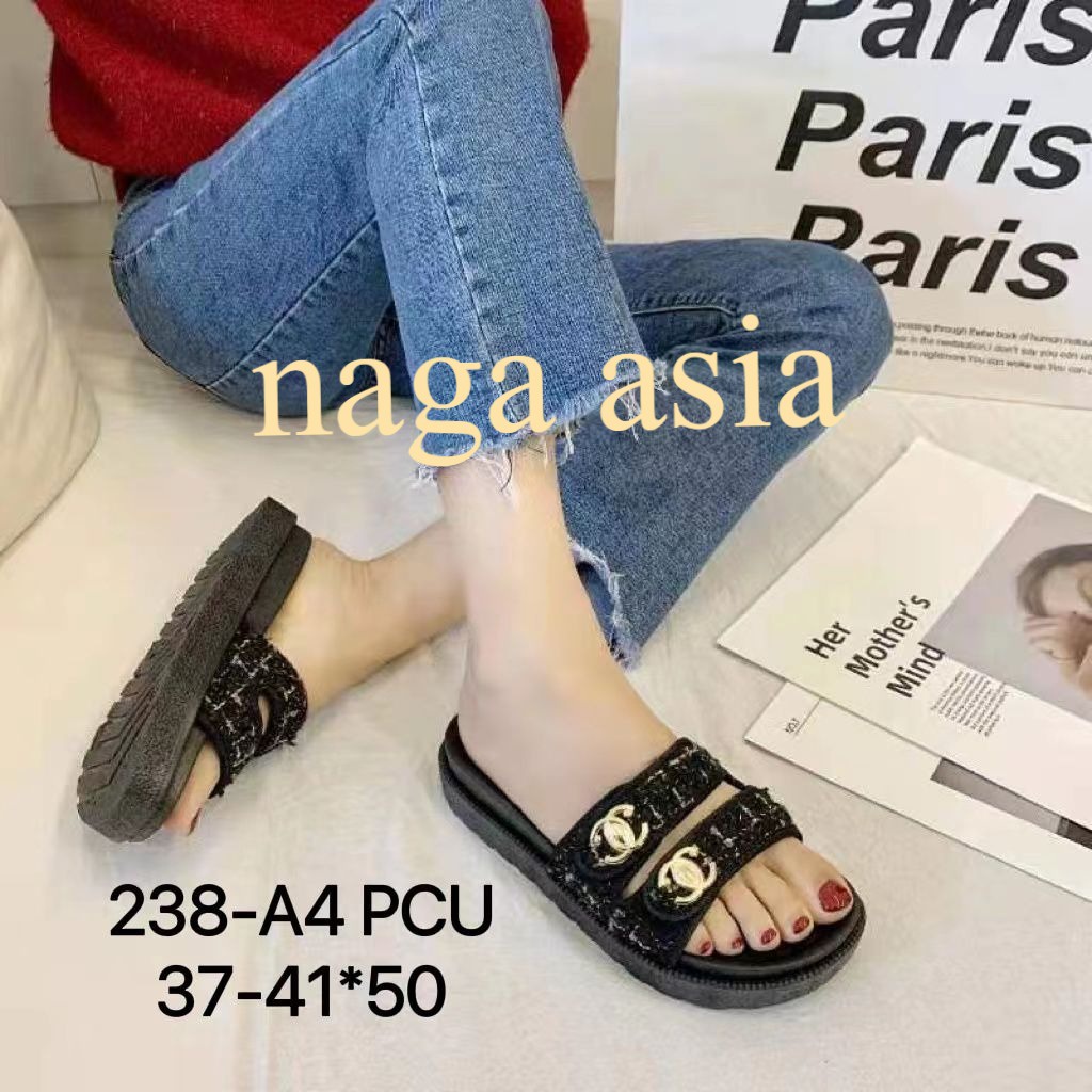 SANDALPEREMPUAN DOUBLE STRAP BALANCE &amp; ALINA 238-3 (36-40) SANDAL IMPORT FHASION PARIS, VARIASI BENANG SULAM EMAS SANDAL WANITA SANDAL MEWAH SANDAL PROMO SANDAL BERKELAS