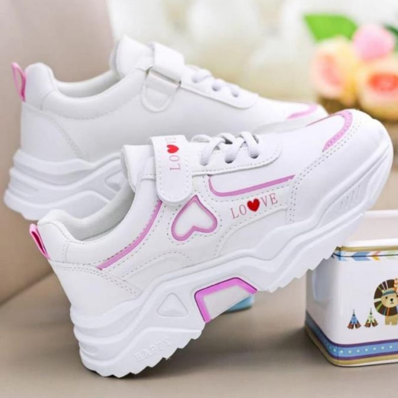 Sepatu wanita fashion sneakers JintuLoveRepet/sepatu sneakers tali dan repet trendy termurah bisa cod kekinian/sepatu wanita jalan santai trendy/sepatu wanita sneakers santai jalan trendy