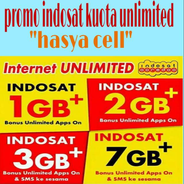 Promo indosat kuota unlimited 1gb 2gb 3b 7gb 10gb 15gb