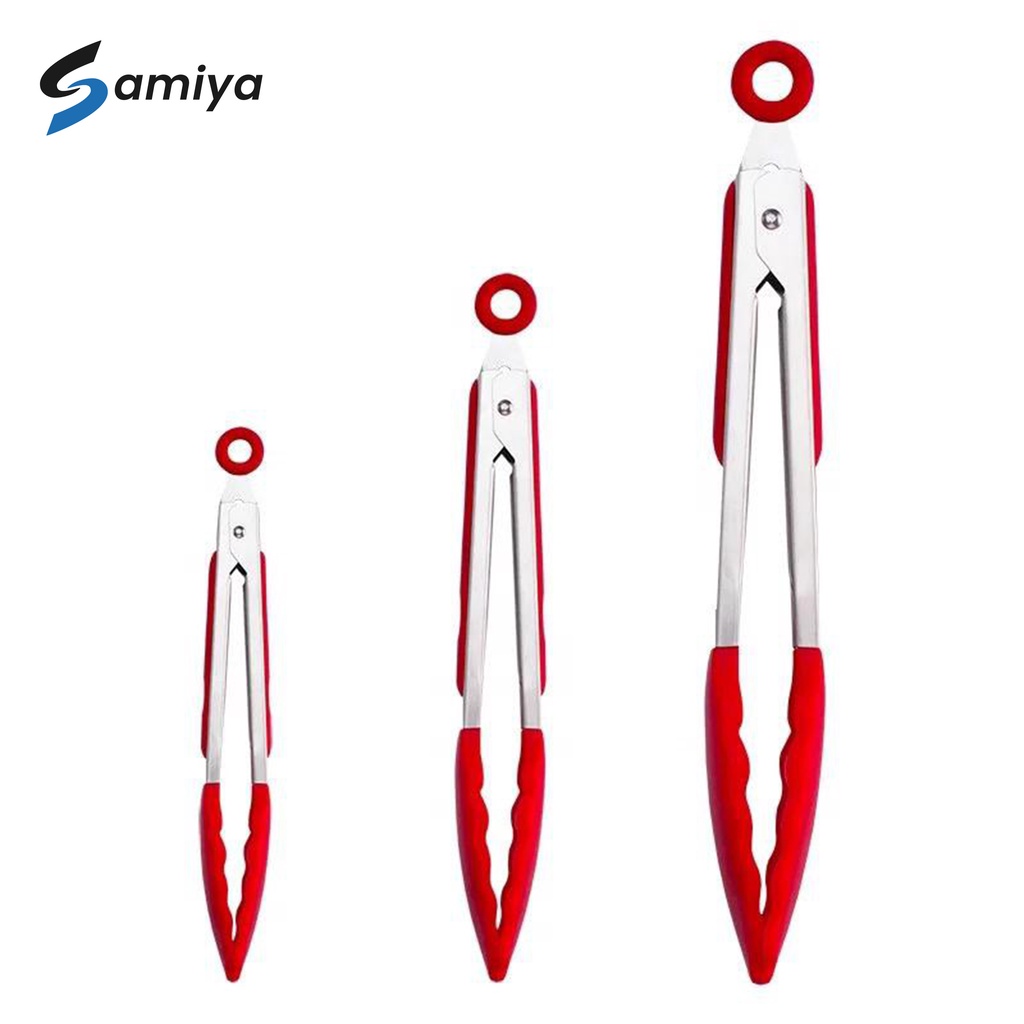 food tong set 3in1 / capitan penjepit makanan / pencapit capitan silicone stainless / jepitan set