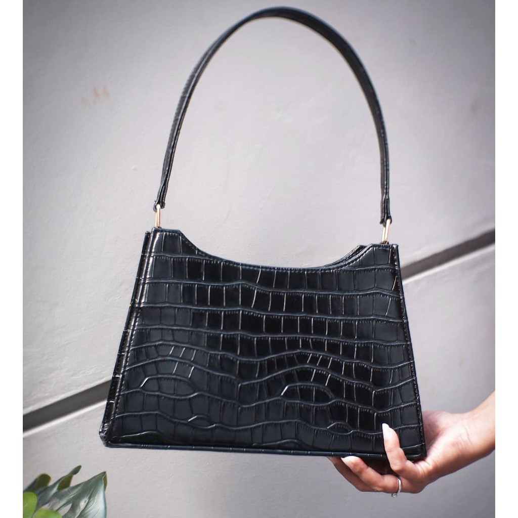 HARPER BAG BLACK TAS  JINJING HITAM KULIT  BUAYA SINTETIS 