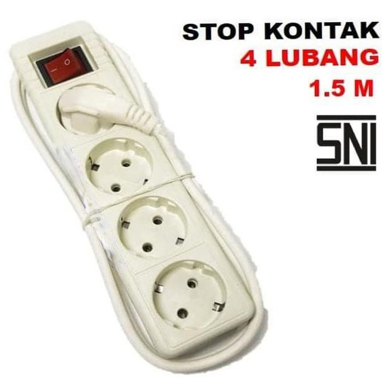 Stop Kontak 4 Lubang 1.5 Meter Sunfree / Colokan Listrik 4L 1.5m / Terminal Stopkontak 4 lubang