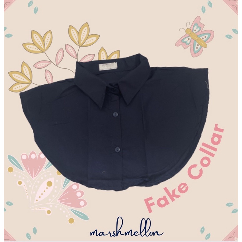 (READY STOCK) Fake Collar | Kerah Palsu | Kerah Kemeja Atasan Crop Warna Putih Navy Hitam Kotak-Kotak | Bahan Katun dan Crepe | Gojek Grab Bandung | Kerah Kemeja Formal | Baju Atasan | Aksesoris Pakaian Kemeja & Blouse Pria dan Wanita-Navy