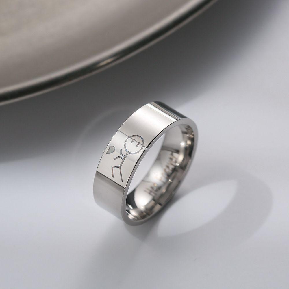 Preva Cincin Baja Titanium Baja Perhiasan Lebar 8 mm Wanita Fashion Perhiasan Pernikahan Cincin Pasangan Romantis