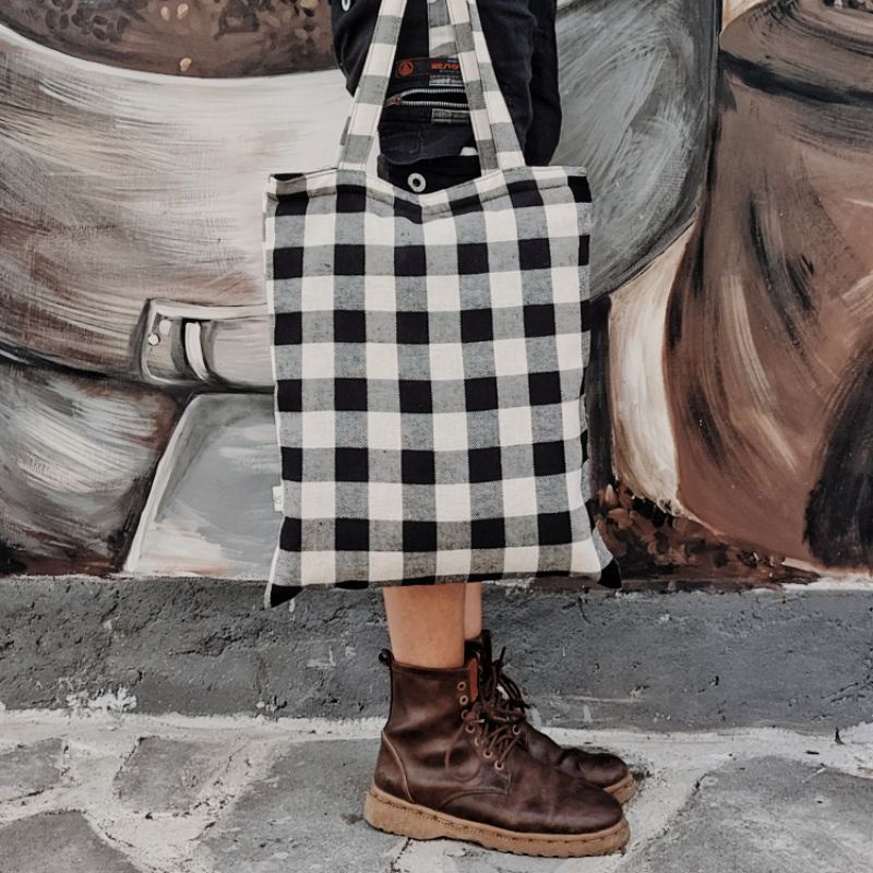 Termurah Totebag Tartan Resleting