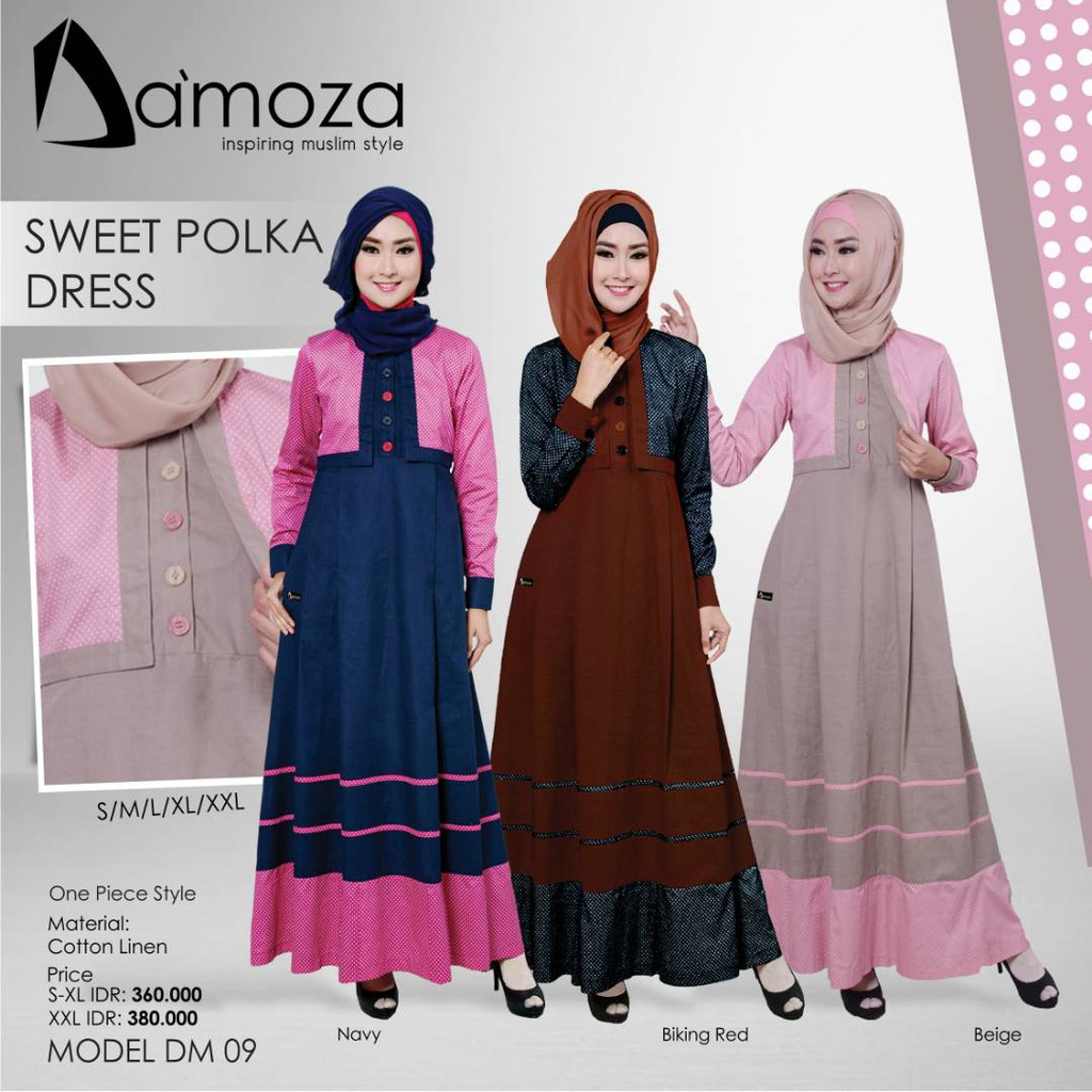 Cod Gamis Damoza DM-O9 Dress Kekinian Branded Remaja Gamis Busui Gamis Damoza Promo Original Big Sal