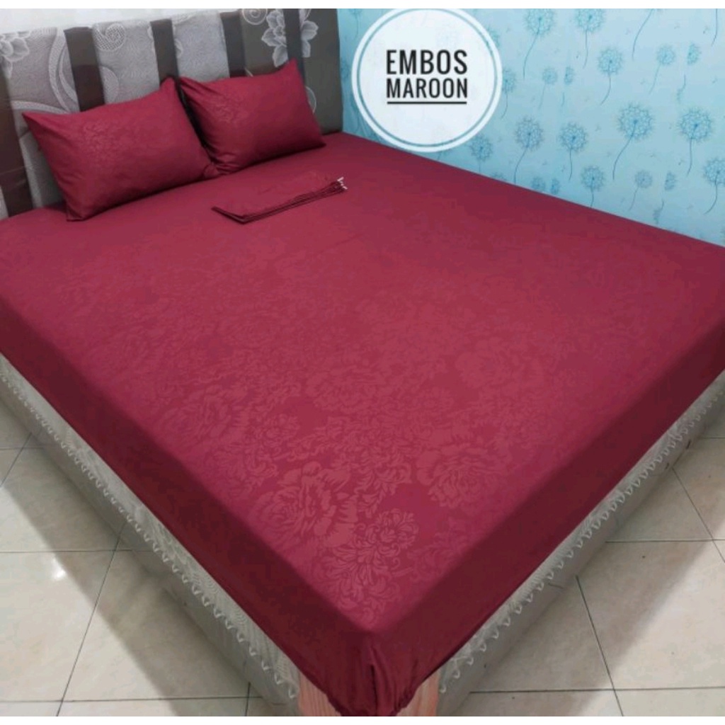Sprei Polos Embos Merah Maroon Sprey Homemade Ukuran 120 160 180 Aestetic