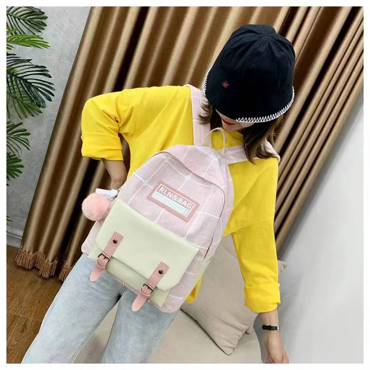 TAS RANSEL IMPORT 4IN1 BACKPACK KANVAS OS190722 MURAH FASHION SEKOLAH KULIAH KERJA