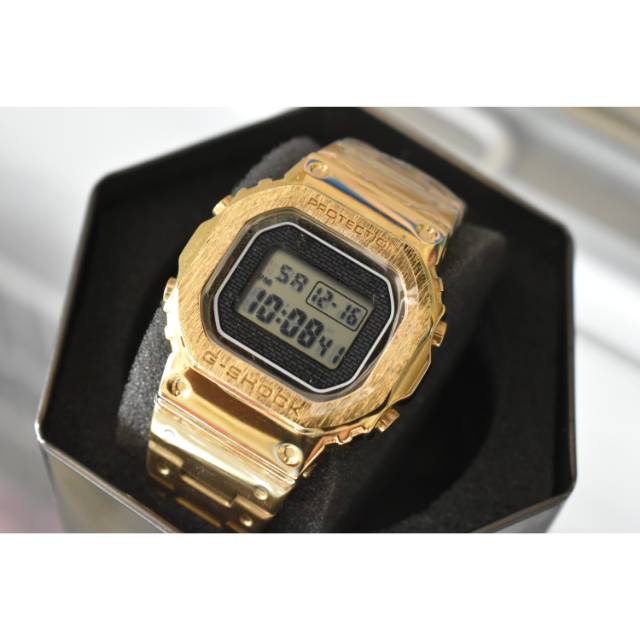 Jam Tangan Casio Gshock Digital Cowok Pria Rantai Gold Stainless