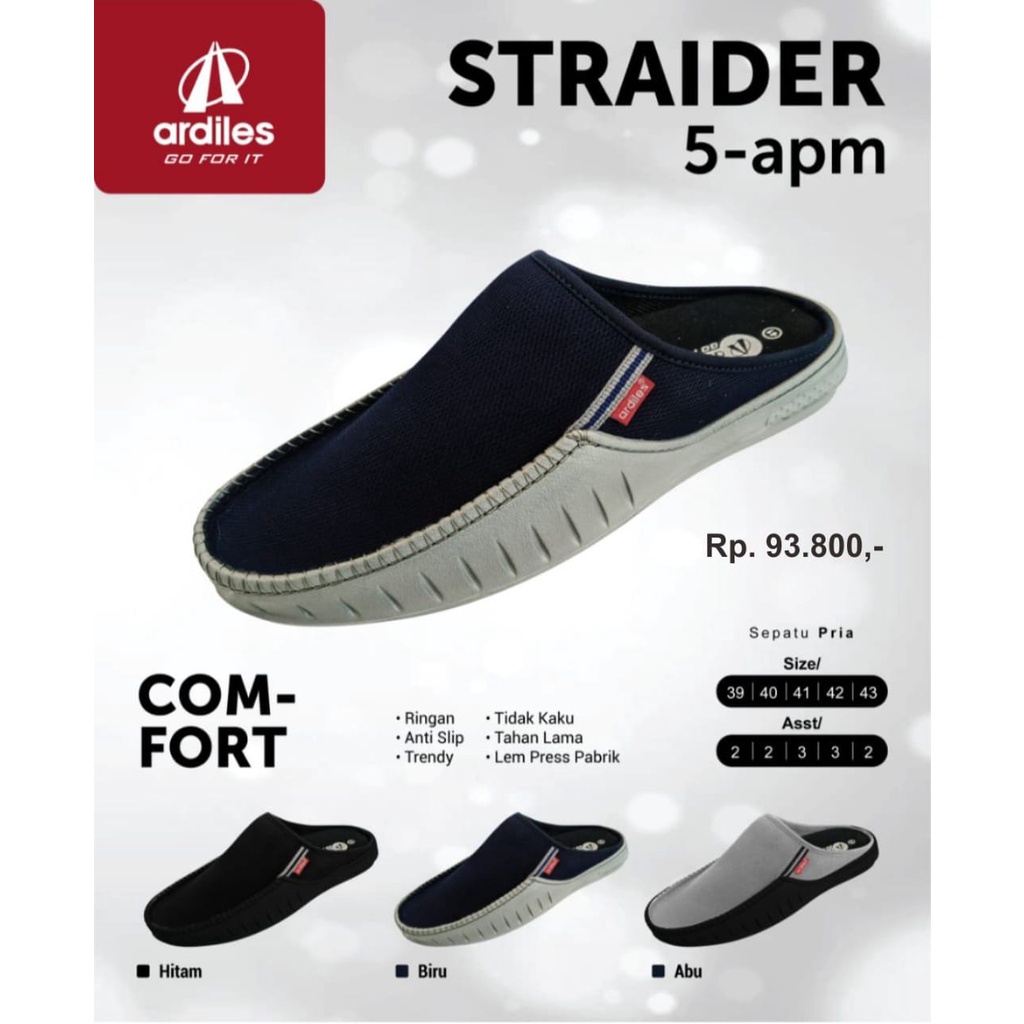 Ardiles STRAIDER - Sepatu Kasual Slip On Selop Pria Original Ardiles