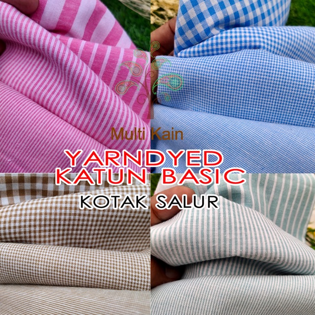 bahan multi kain katun gingham cotton tenun yarndyed salur kotak basic basik