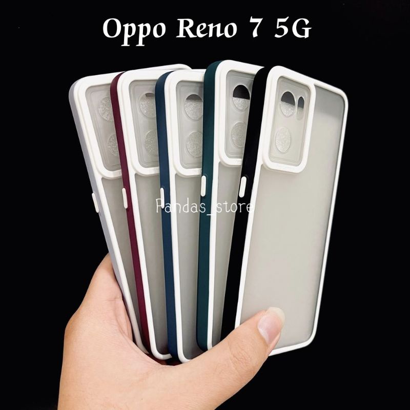 Pro Hybird Oppo Reno 7 5G Softcase Halus dan Elegan / Pinggiran Garis Putih Keren (Pandas)